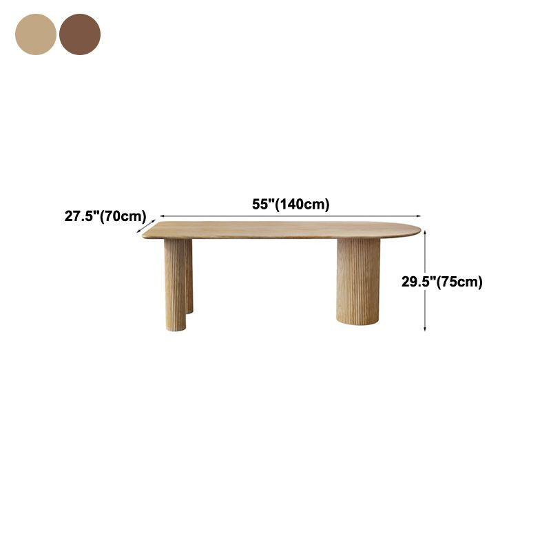 Free Form Wood Dining Table Natural and Walnut Dining Table with Pedestal Base