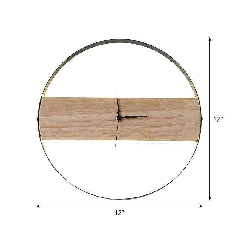 Rectangle/Round Parlor Flush Wall Sconce Acrylic LED Contemporary Wall Mounted Light with Clock Design in Beige