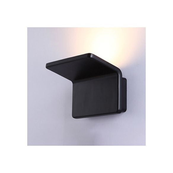 4"/8" Wide Bend Square Wall Lamp Contemporary Style Aluminum LED Black/White Sconce Light Fixture