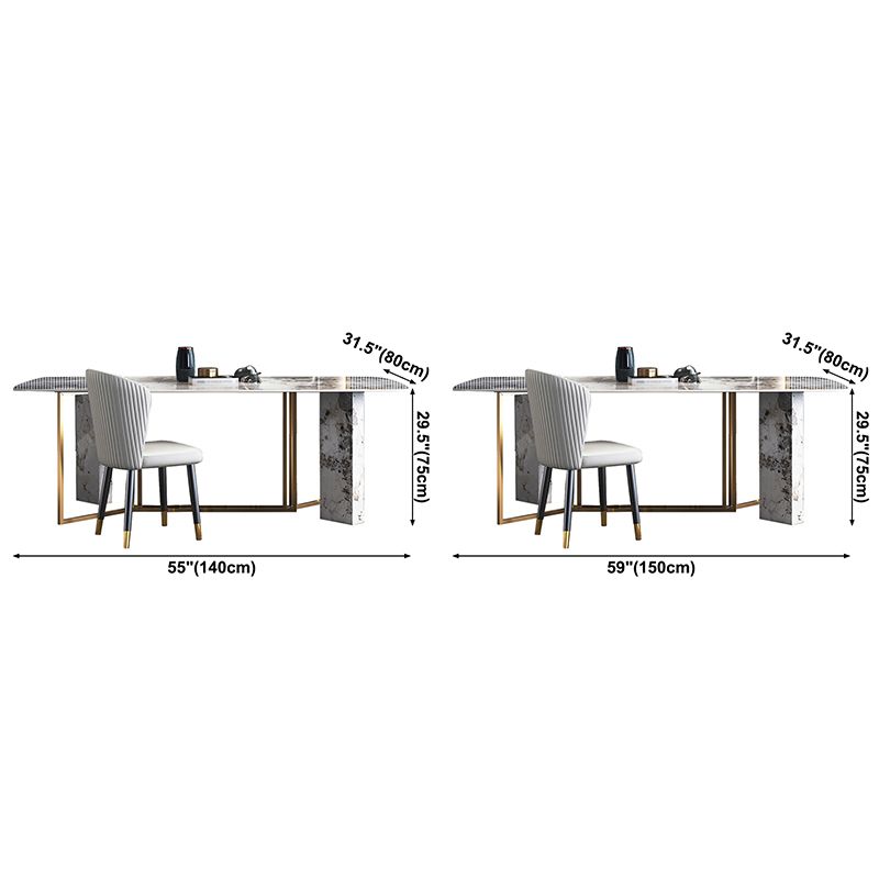 Metal Traditional Luxury Rectangle Indoor Table Sintered Stone Table for Dining Room