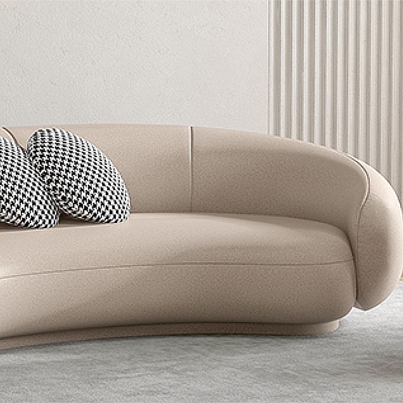 25.6" H Contemporary Faux Leather Curved Sofa for Living Room