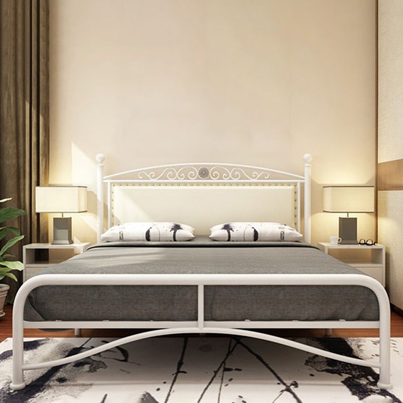 Modern Iron Arched Bed Upholstered Headboard Bed with Metal Legs