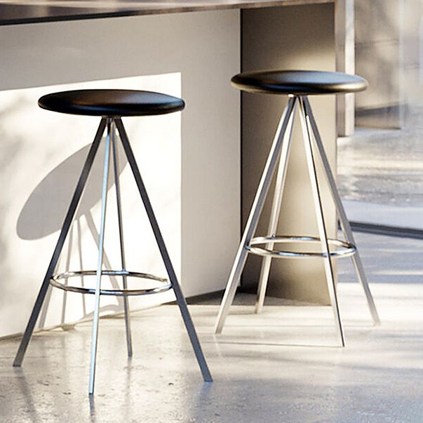 Backless Metal Counter & Bar Stools Modern Indoor Stools with Chrome Frame