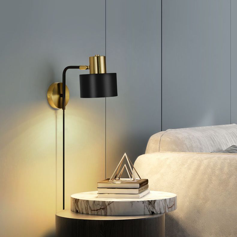 Aparte de pared contemporánea de 1 luces de 1 luces iluminación de pared ajustable de metal para dormitorio