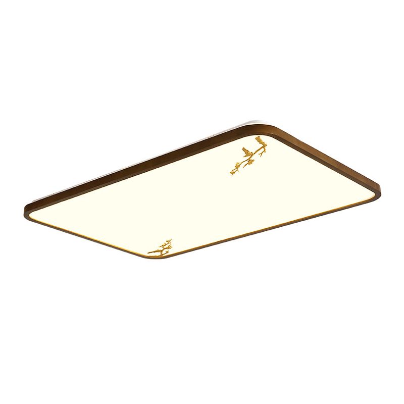 Modern Geometric LED Ceiling Lamp Wood 1 Light Flush Mount for Aisle Bedroom