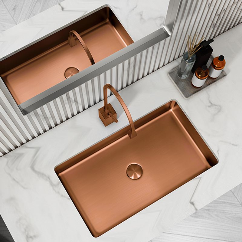 Modern Bathroom Sink Rectangular Metal Drop-in Bathroom Sink with Pop-Up Drain