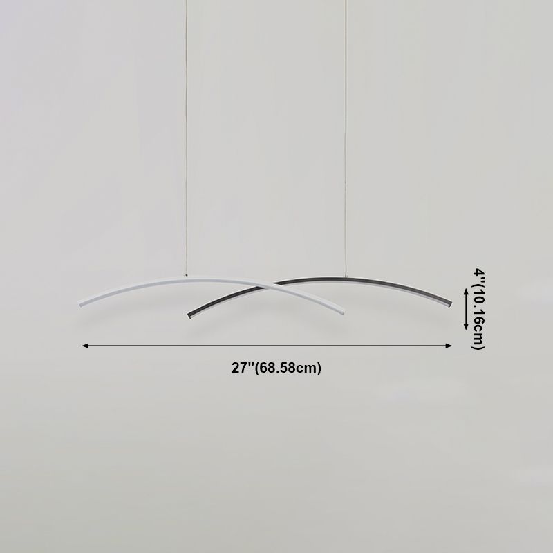 Nordische moderne Kronleuchterlampe Linear schwarz -weißer Inselanhänger für Esszimmer
