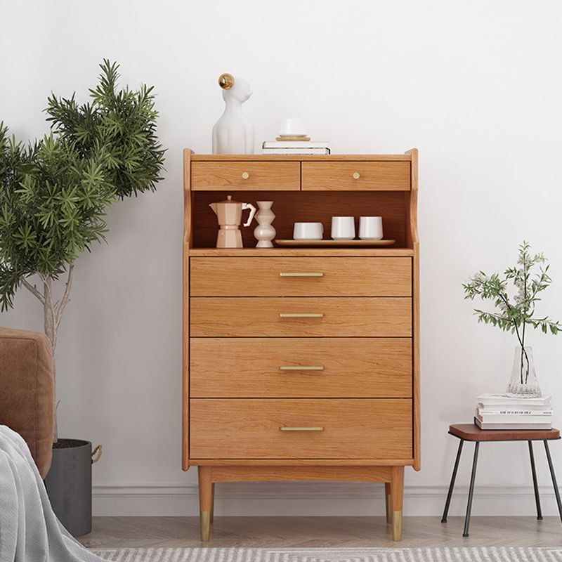 Contemporary Chest Solid Wood 6 - Drawer Rectangle Straight Legs Accent Chest