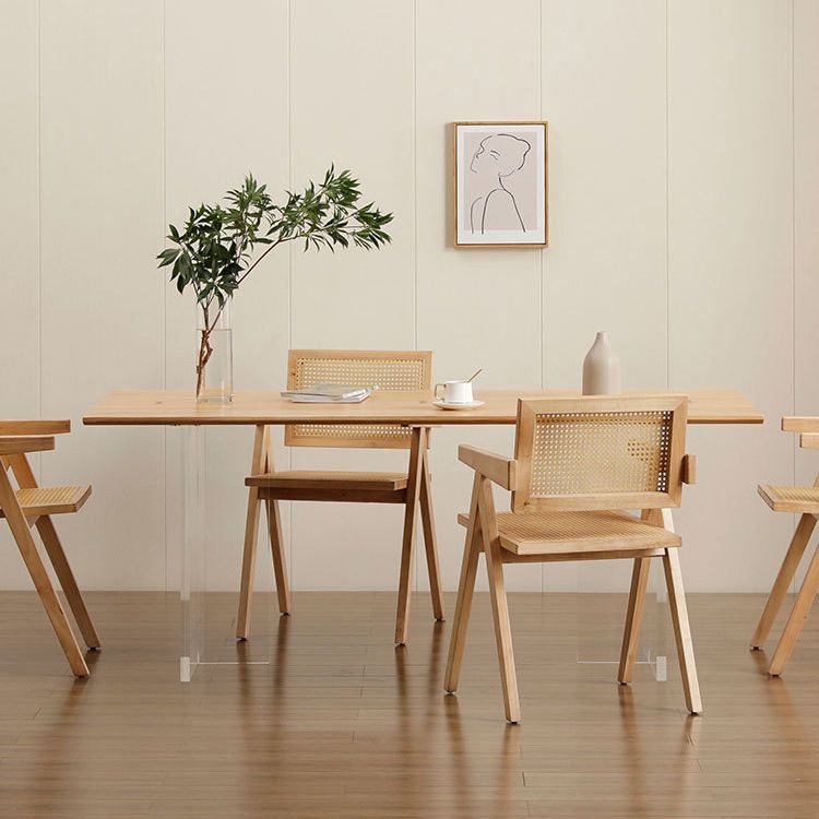 Rectangle Double Pedestal Dining Table Modern Wood Table for Kitchen
