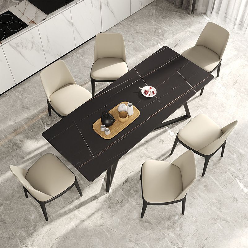 Black Stone Top Table Set for Home 1/2/5/6/7 Pieces Modern Dinette Set