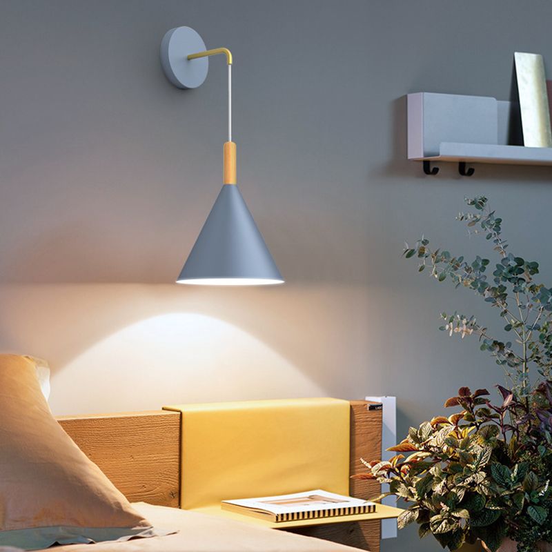 Modern Style Wall Light Fixture Creative Wooden Geometric Wall Light Sconce for Bedroom