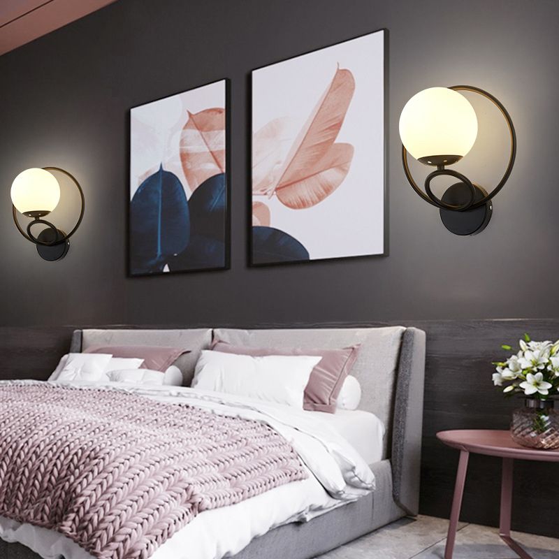 Modernism Wall Sconce Spherical Glass Wall Light Fixture for Bedroom