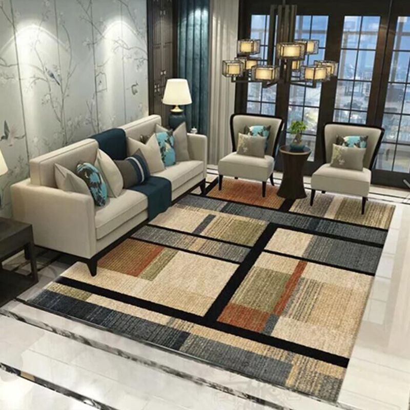 Multi-Color Living Room Rug Simple Geo Printed Carpet Cotton Blend Pet Friendly Machine Washable Rug
