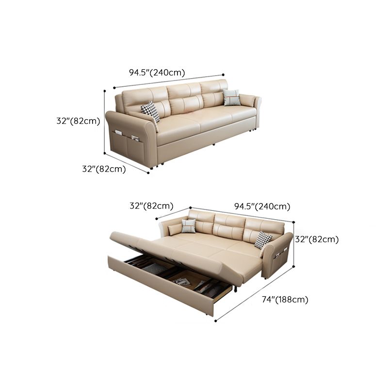 Modern Sleeper Sofa Flared Arms Futon Sleeper Sofa Bed with Storage