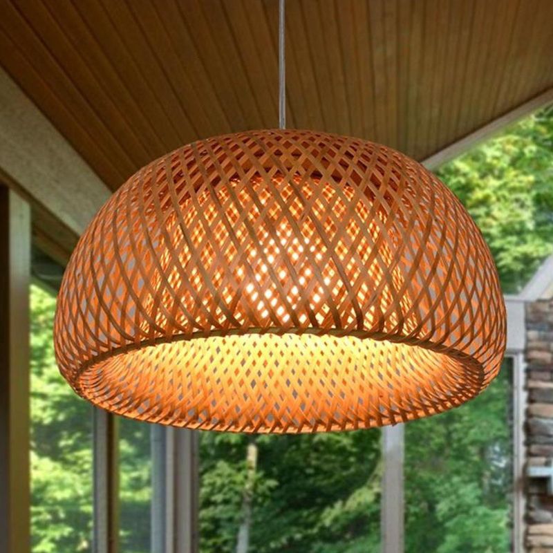 1 leichte halbkugelförmige Deckenleuchte chinesischer chinesischer Rattan Hängende Anhängerleuchten für das Restaurant