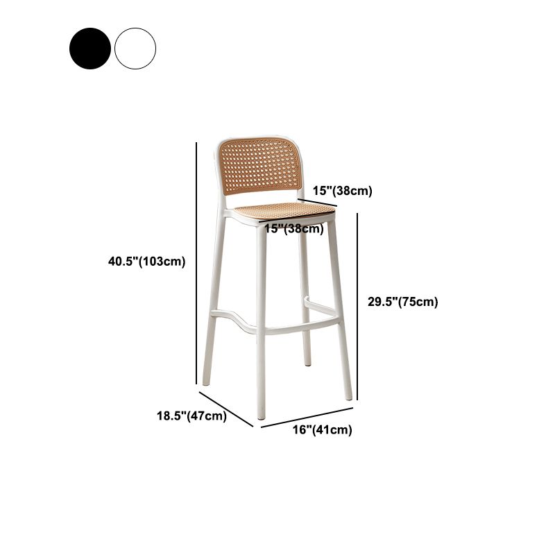 Contemporary Plastic Armless Bar Stool Square Seat with Plastic White and Black Frame