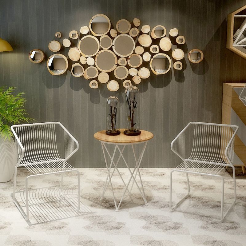 Slat Back Arm Chair Contemporary Style Metal Kitchen Dining Chair