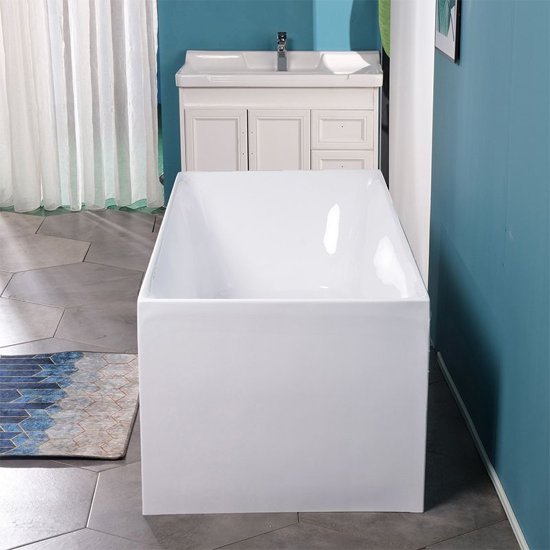 Acrylic Soaking Bathtub White Rectangular Back to Wall Bath Tub