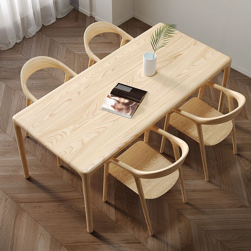 1/2/5 Pcs Rectangle Solid Wood Standard Height Dining Furniture Set in Light