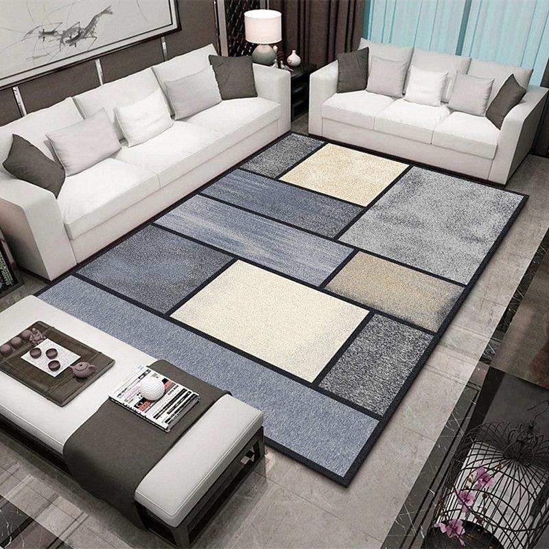 Brown Modern Area Rug Polyester Geometric Rug Washable Rug for Living Room