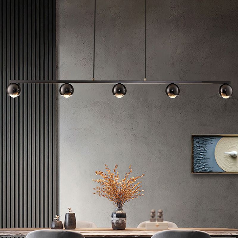 Contemporary Hanging Light Globe Island Light Fixture in Black for Dining Room