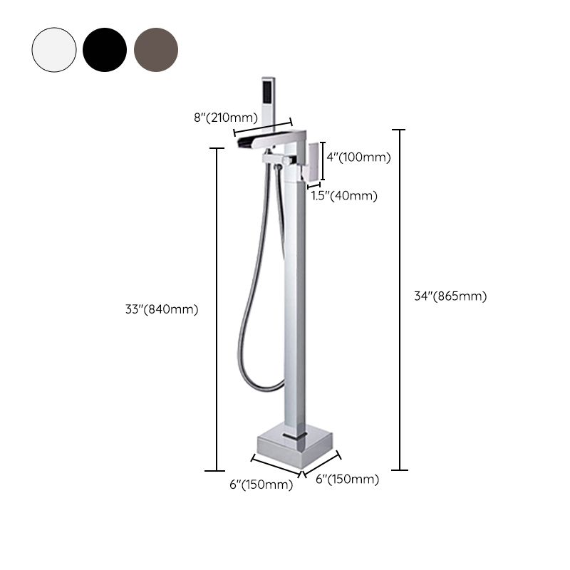 Floor Mounted Copper Freestanding Tub Filler Swivel High Arc Tub Filler Trim