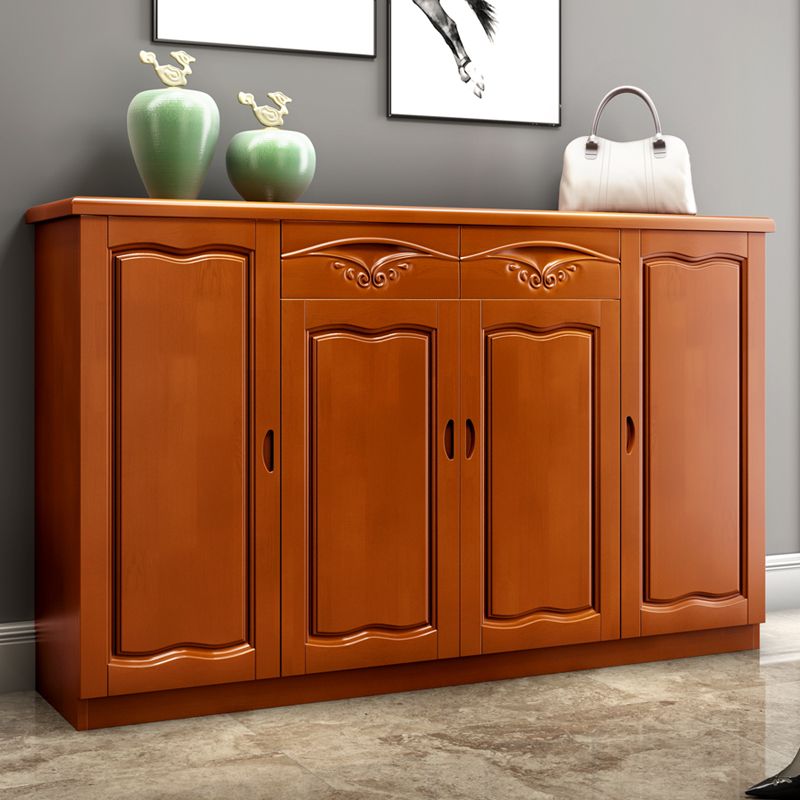Modern Wood Accent Cabinet Grooves Rectangle Cabinet with Drawer