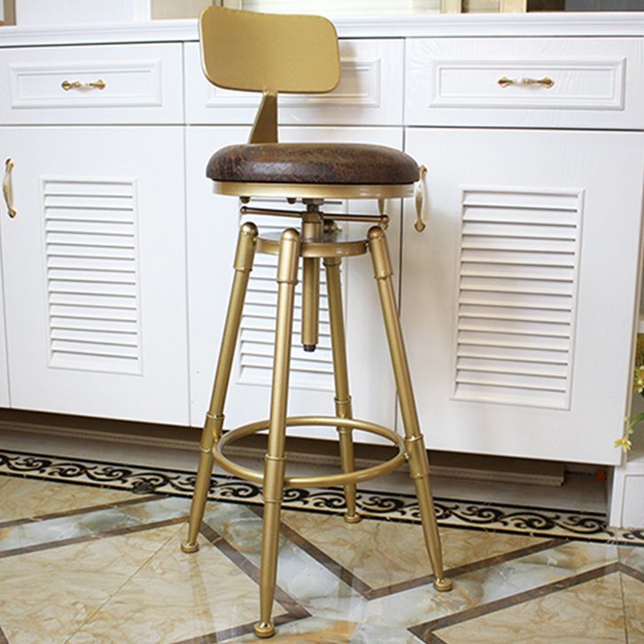 Nordic Armless Counter Stool Iron Bar Stool with Seat and Pedal