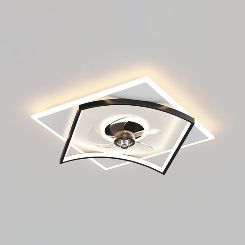 Modern Geometry Shape Ceiling Fan Lamps Metal 3 Light Ceiling Fan Lighting for Bedroom