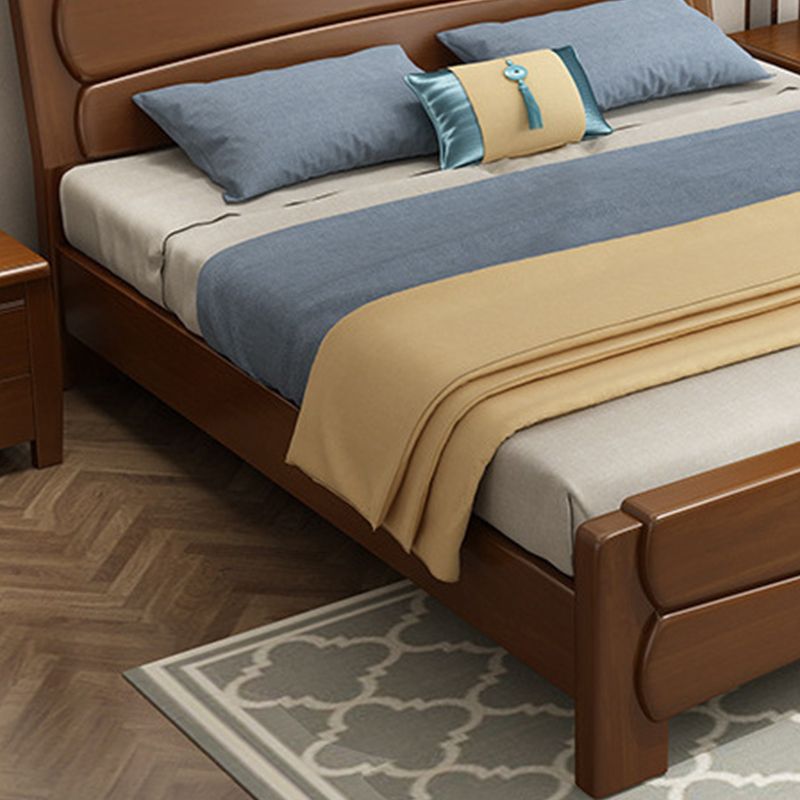 Traditional Rubberwood Panel Rectangular with Headboard Panel Bed