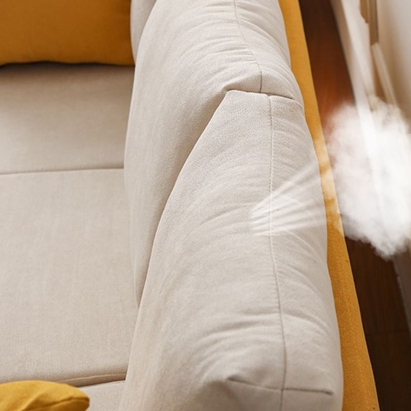 Contemporary Sofa with 2 Pillows Square Arm Living Room Fabric Seating