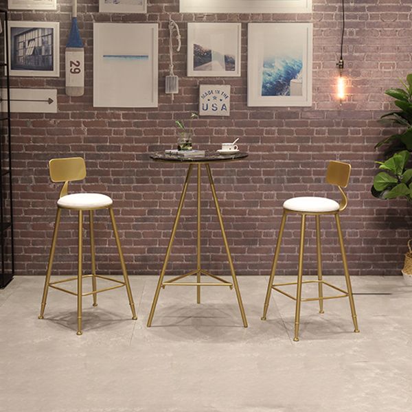 1/3 Pieces Glam Iron Bar Table Set Round Bistro Set with White Faux Marble Top