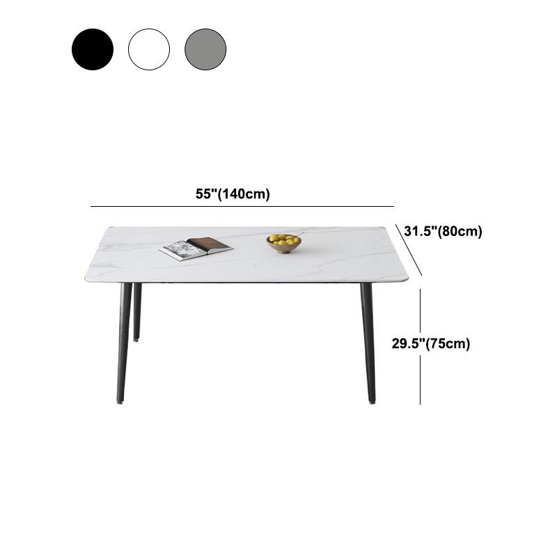 Industrial Stone Dining Table Rectangle Dining Table with 4 Legs