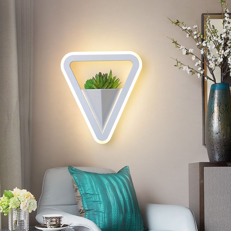 LED Triangle Shape Wall Mount Lamp Acrylic Shade Contemporary Plant Sconces for Living