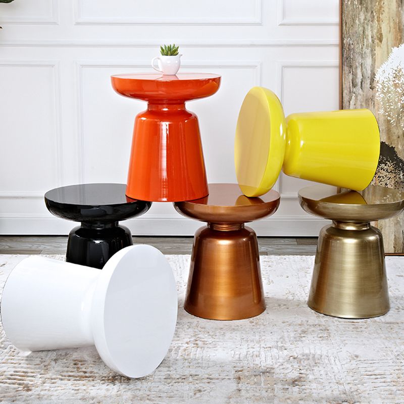 Mid-Century Metal Round End Table Pedestal Sofa Corner Table