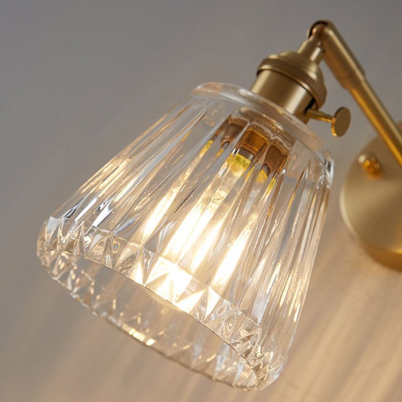 Glass Cone Shape Wall Light Industrial Style 1 Light Wall Light Sconce in Brass