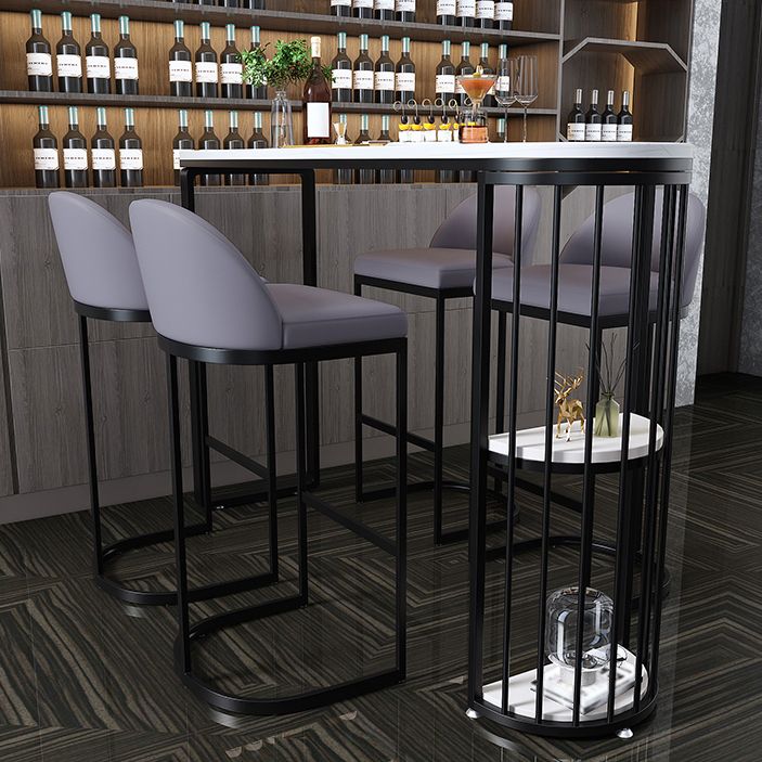 Industrial Black Iron Bar Table Faux Marble White Specialty Top 41.3"H Bistro Table