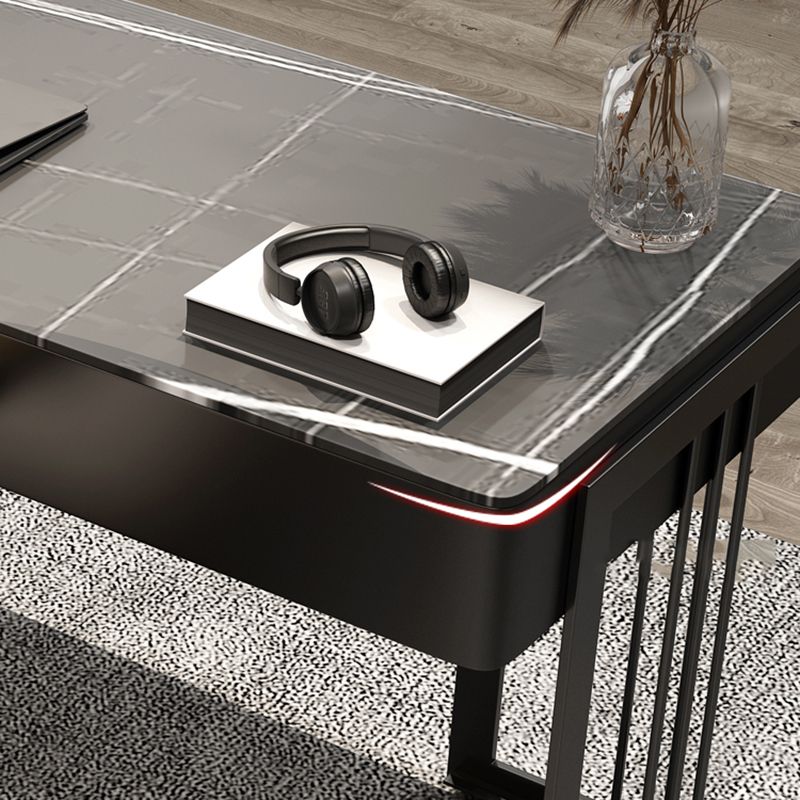 Contemporary Writing Desk Curved Sled Office Desk Black and White