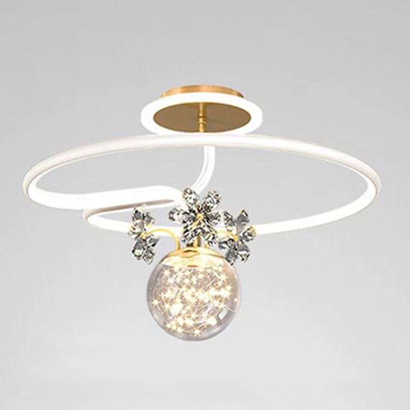 Lámpara de techo LED de forma de bola Montaje moderno de 3 luces para el estudio de dormitorio