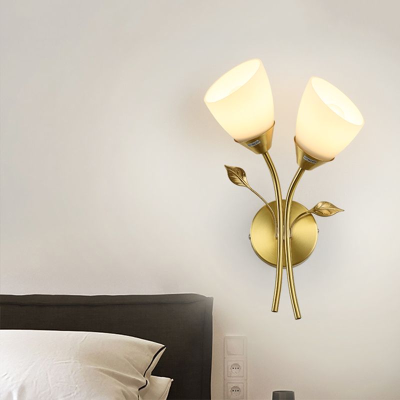 Unico illuminazione da parete in stile moderno in stile moderno 2 luci luci sconde in oro