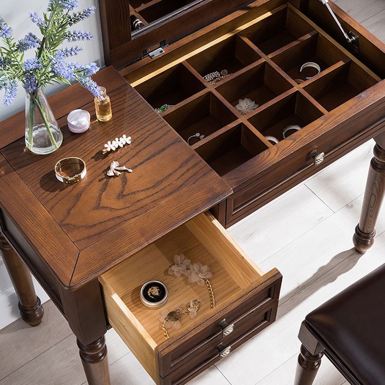 Traditions Vanity Dressing Table Solid Wood Make-up Vanity with Mirrors