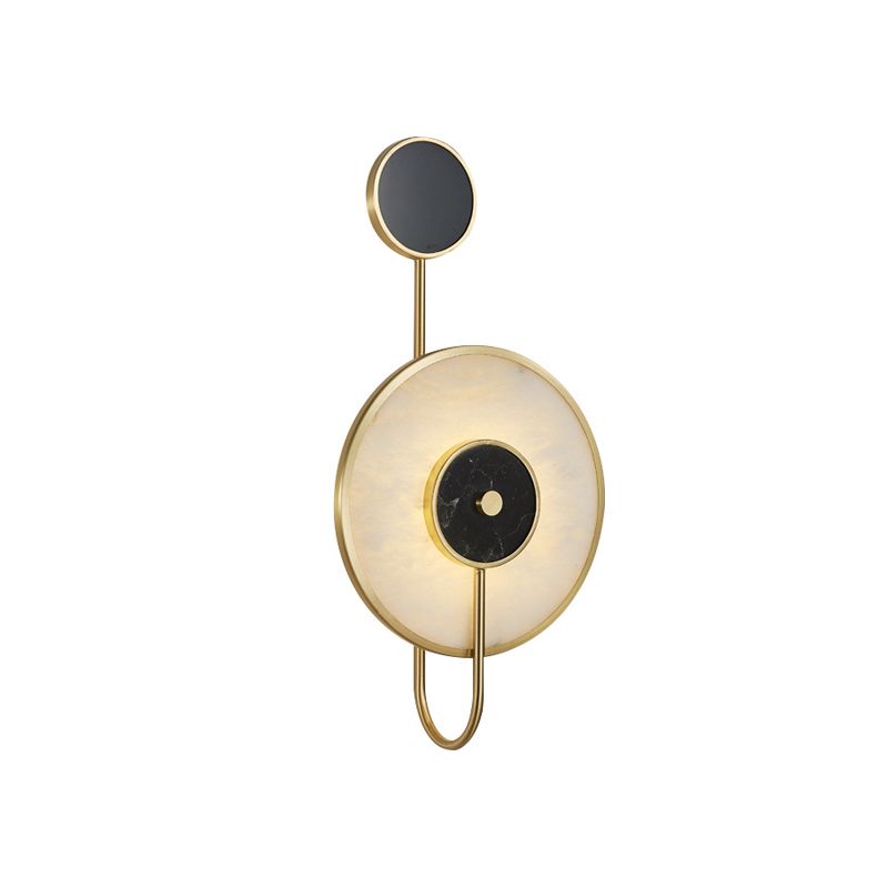 Modern Metal Wall Light Gold Round 20" High Wall Sconce with Mica for Bedroom