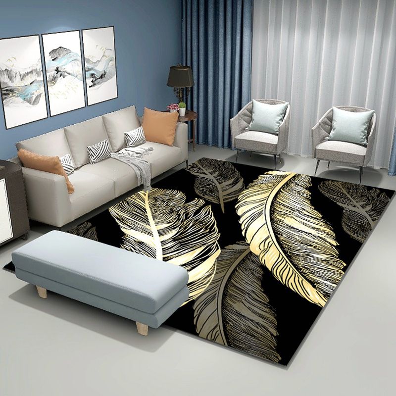 Moderne veren bedrukt tapijt polyester gebied tapijt huisdiervriendelijke binnenvleinik voor woningdecoratie