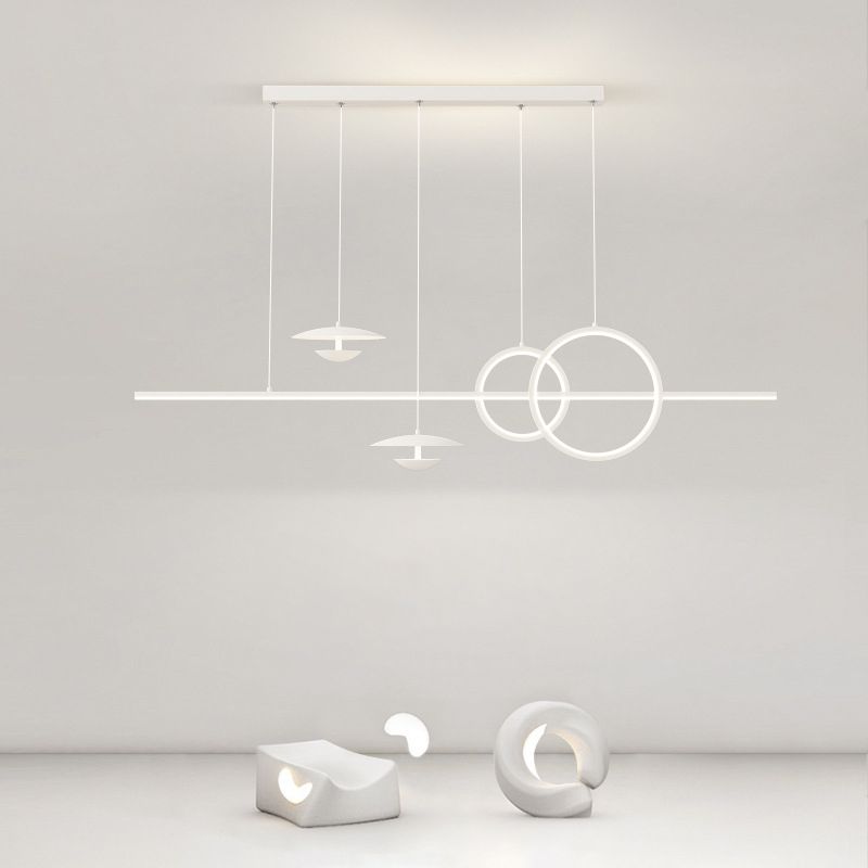 White 5-Light Kitchen Island Lighting Modernism LED Shaded Ceiling Light