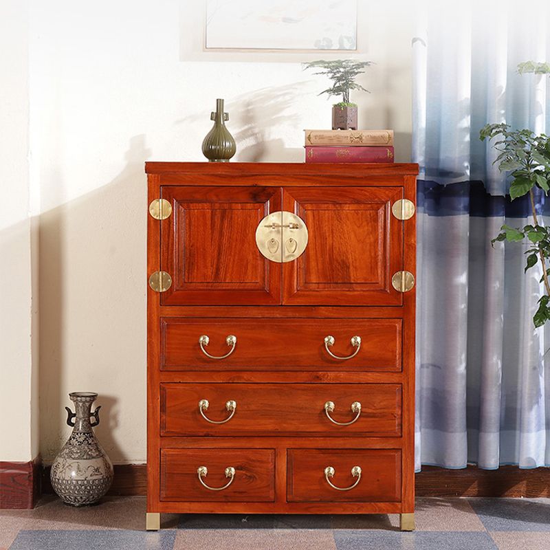 Minimalistic Brown/Wood Accent Chest with Drawers and Wooden Legs