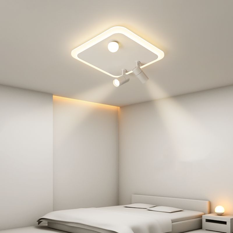 White Flush Mount Ceiling Light LED Ceiling Lamp Fixture with Spotlights for Bedroom