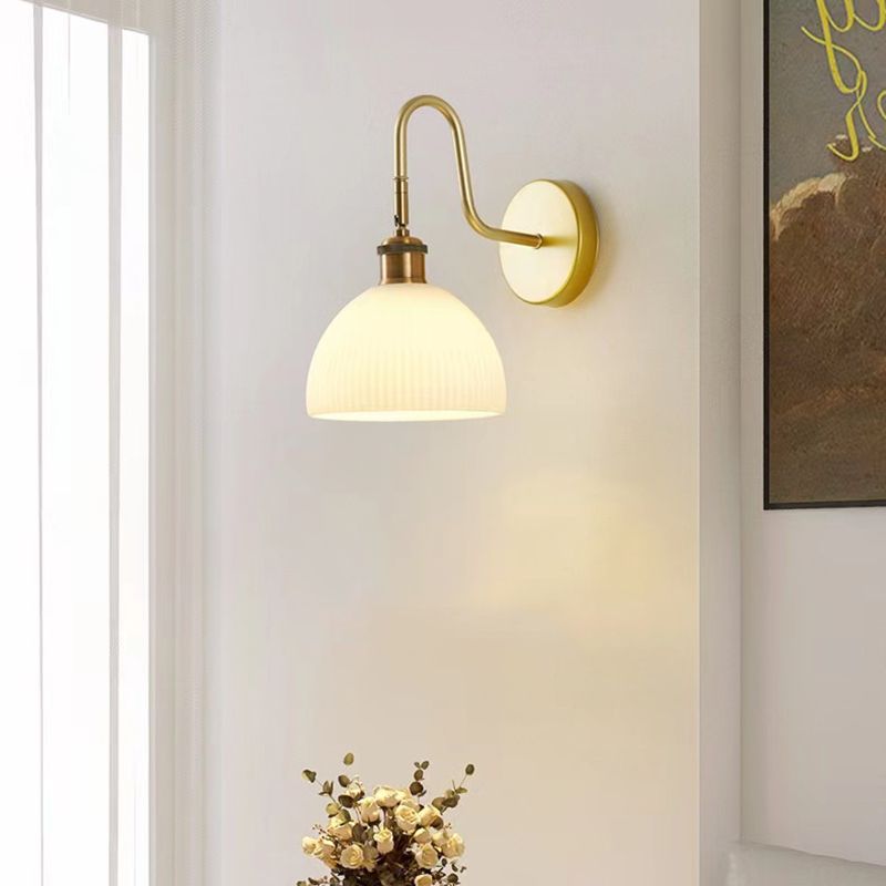 1-Light Wall Lamp Modern Wall Mount Lamp with Glass Shade for Bedroom