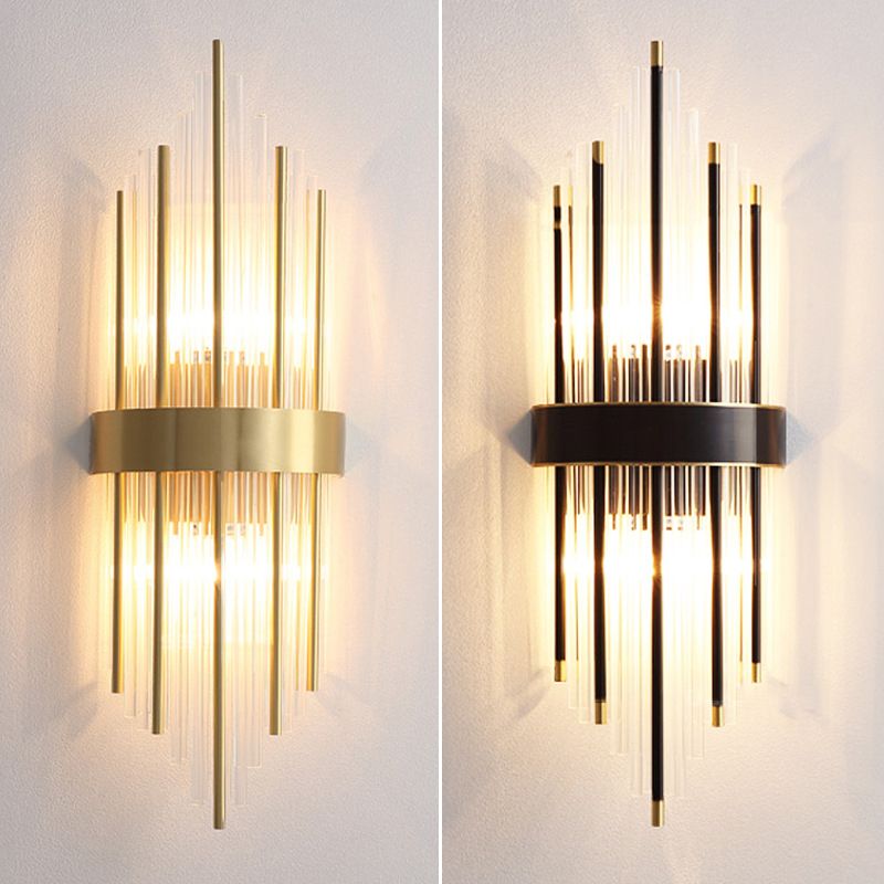 Transparent Crystal LED Wall Lamp 23.5" H Post-modern Style Copper Sconce Lights for Living Room
