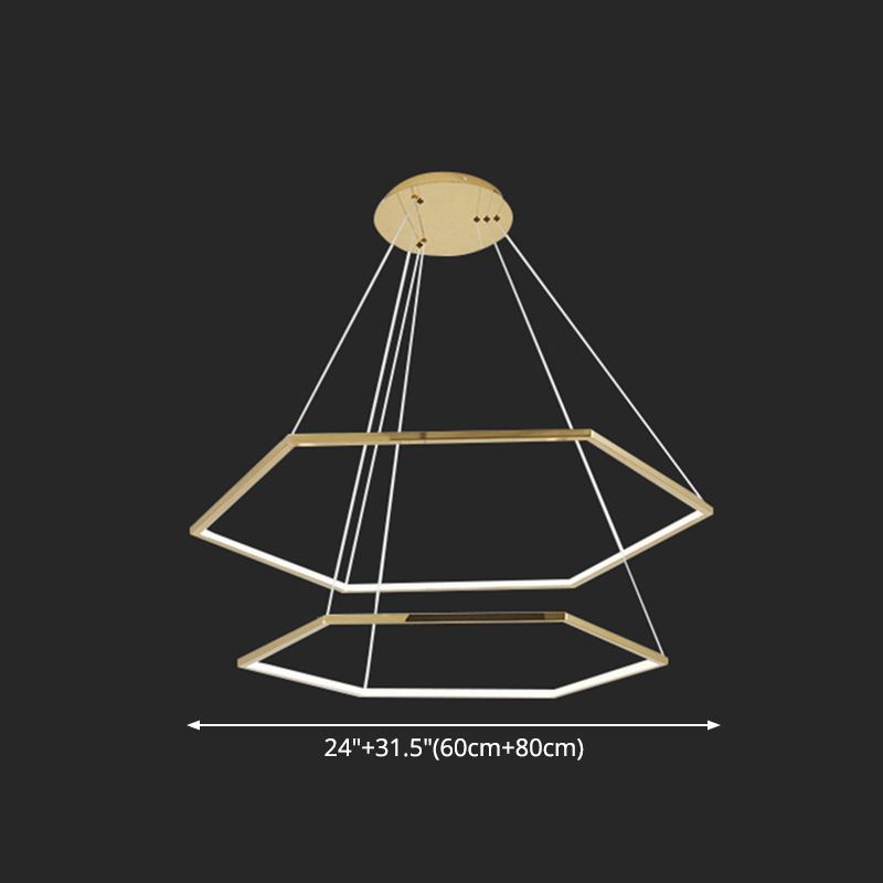 Ultra-modern Geometric Chandelier Metallic Suspended Lighting Fixture for Living Room