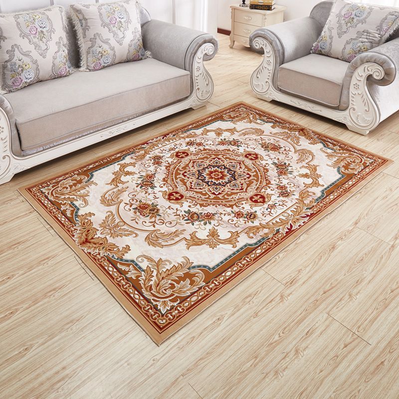 Modern Floral Printed Rug Multi-Color Polyster Indoor Rug Anti-Slip Backing Machine Washable Area Carpet for Living Room